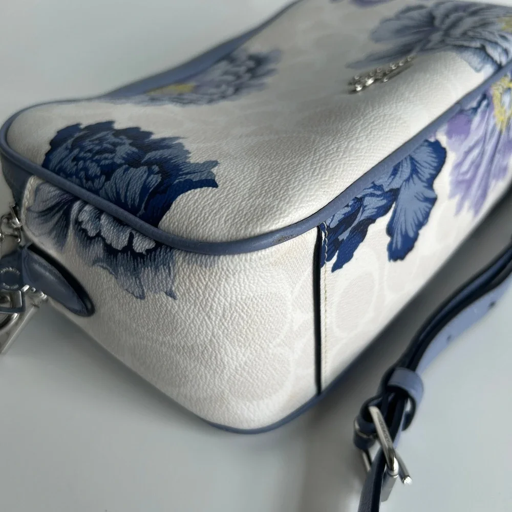 Coach Jes Crossbody Kaffe Fassett Floral Signature Canvas Leather Bag Excellent